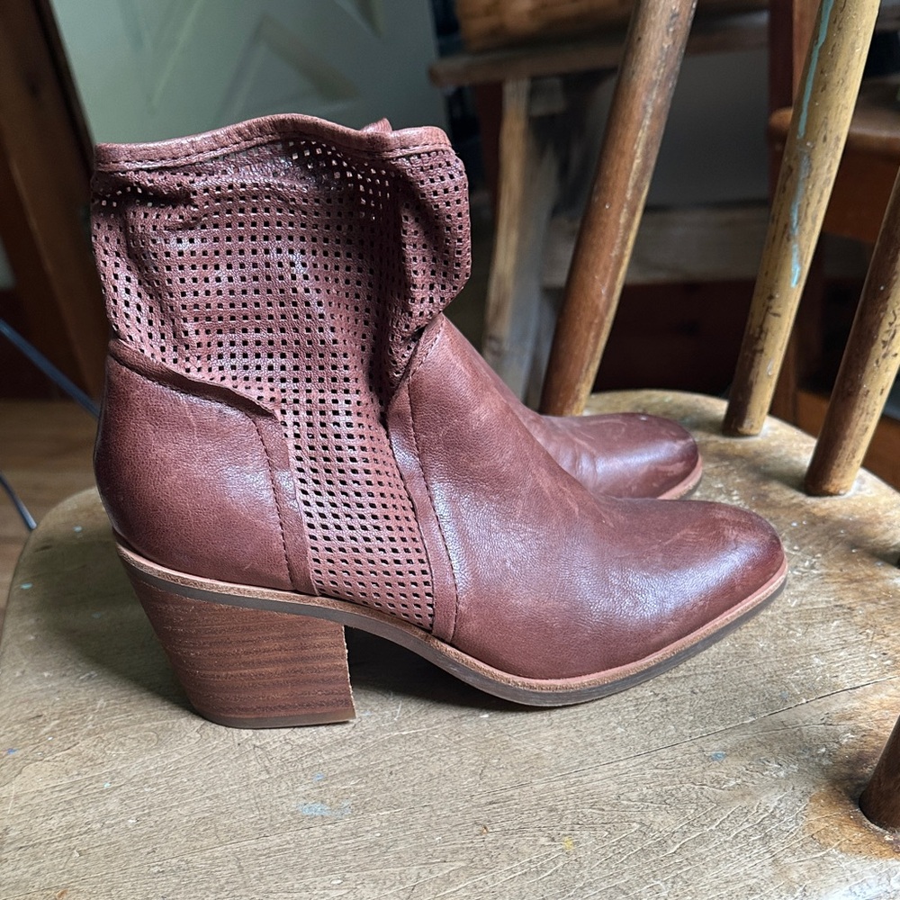 Sofft Chestnut Perforated Ankle Booties
